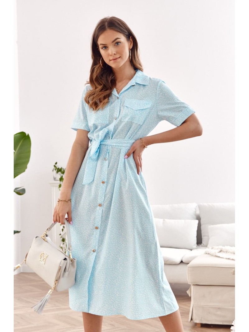 Rochie cămașă albastru deschis cu nasturi 07000 - Magazin online - Boutique